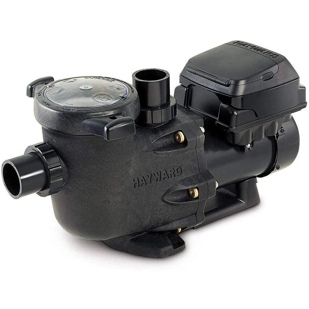 Hayward TriStar VS pool pump, 1.85 THP, matte grey housing with transparent strainer lid and digital control panel