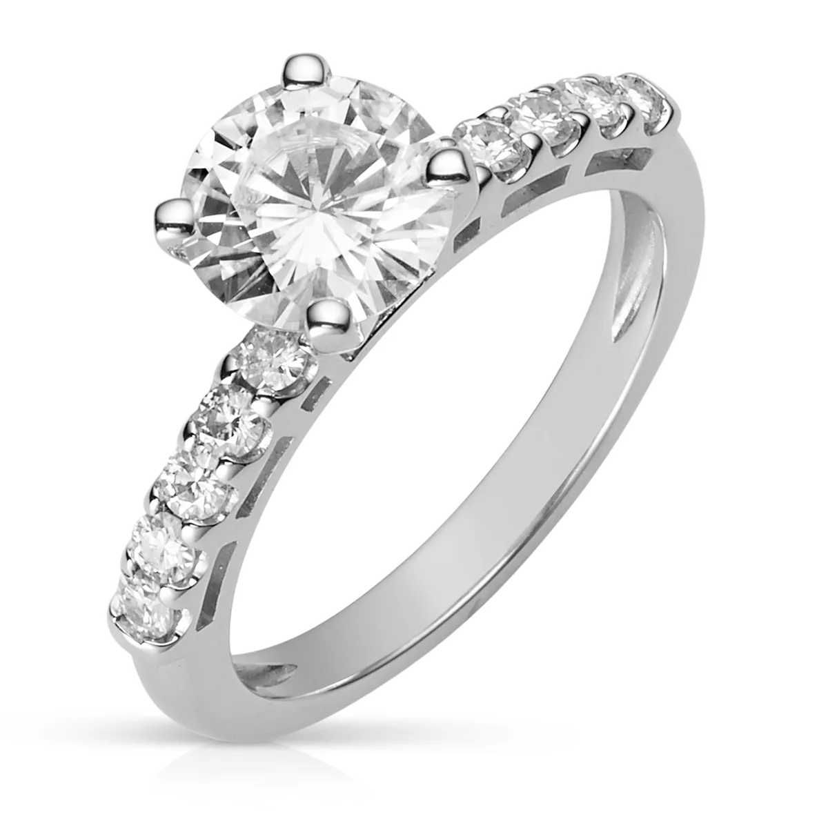 Charles &amp; Colvard Charles &amp; Colvard 7.5mm Round Moissanite Engagement Ring Size 7 1.80cttw DEW — product photo