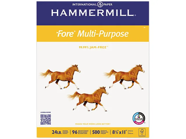 Hammermill Hammermill 103283 Fore MP Multipurpose Paper Letter 8.50" x 11" 24 lb 96 Brightness 5000 Carton White — product photo