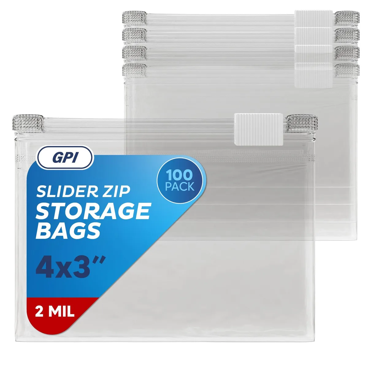 Box of one hundred small clear slider-zip snack bags, four by three inches