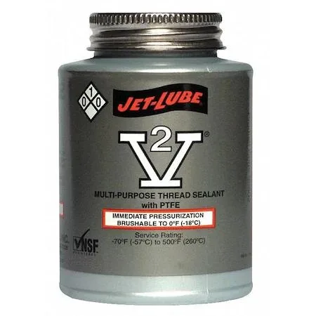 Off-white pipe thread sealant in an 8 fl oz brush-top can