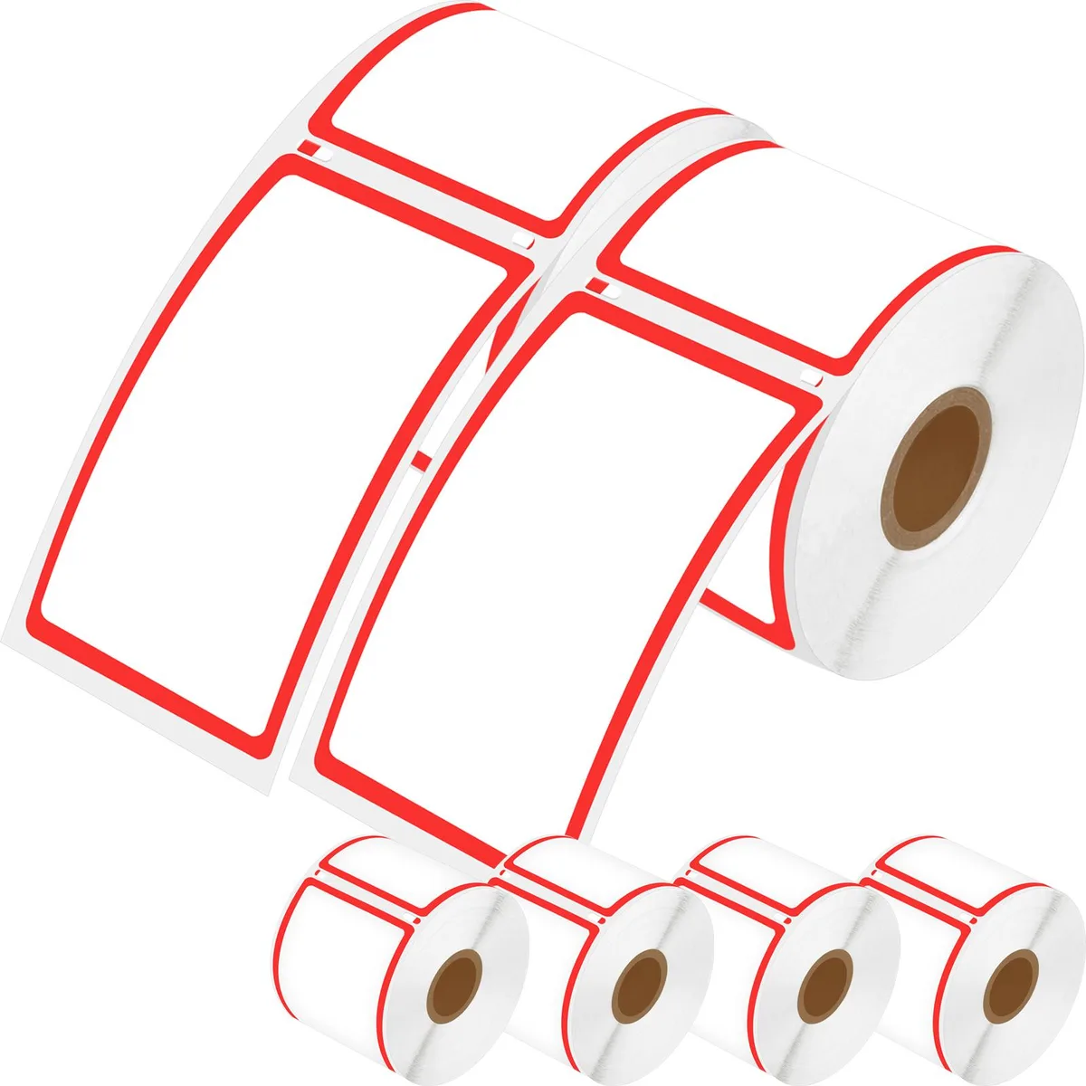 GREENCYCLE GREENCYCLE DM-30344 Labels 2-5/16" x 4" 6 Rolls 300/Roll Red Border — product photo