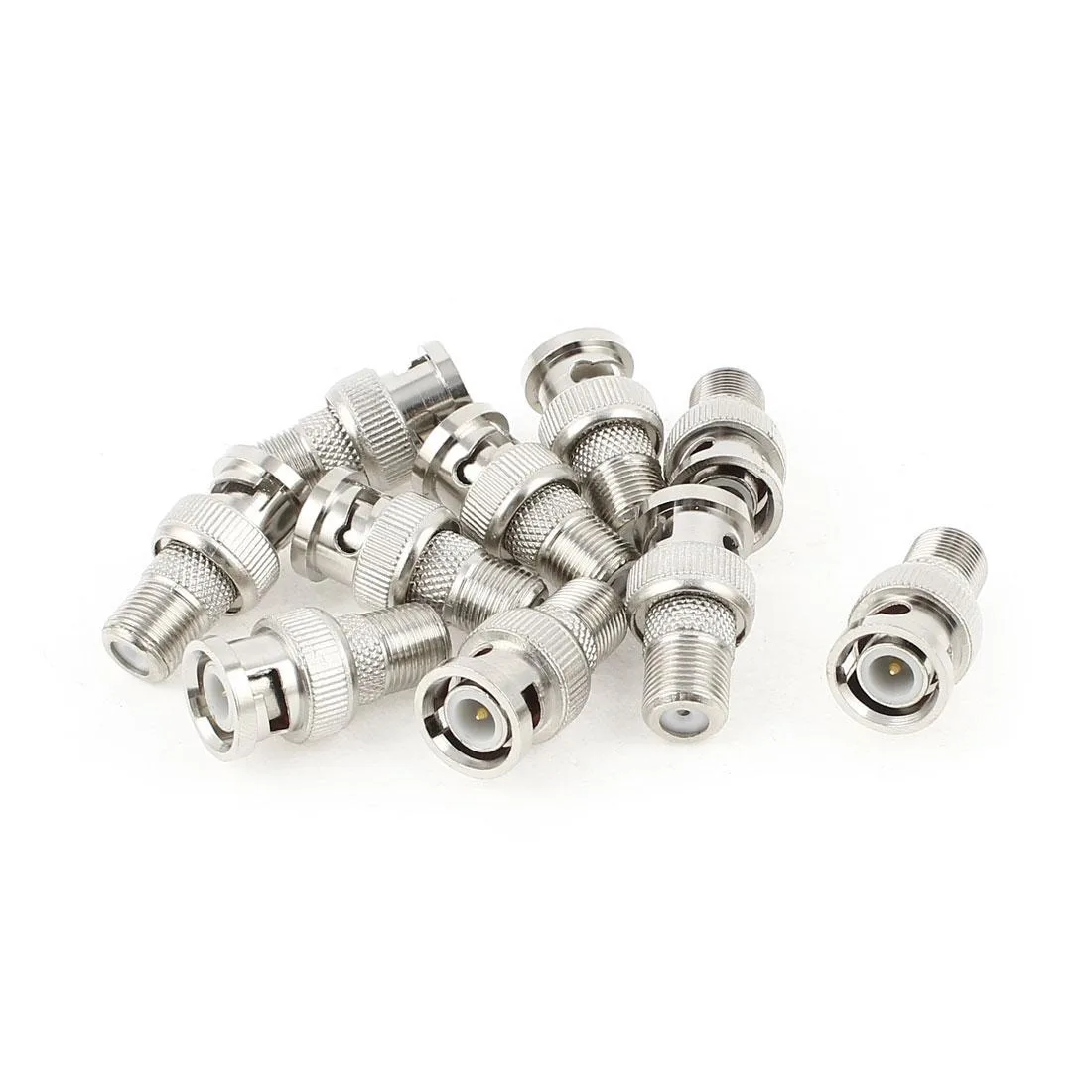Unique-Bargains Unique-Bargains F Female to BNC Male Coaxial Adapter 10pcs Silver Tone — product photo