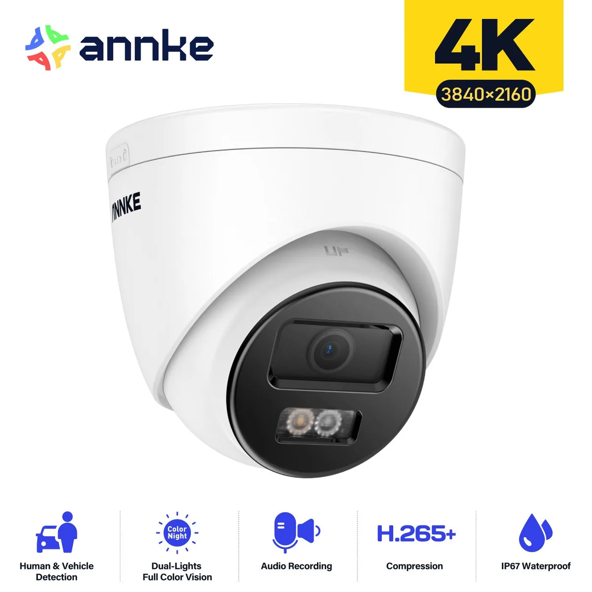 Annke Annke 4K PoE Turret Camera 4mm 120dB WDR IP67 White — product photo