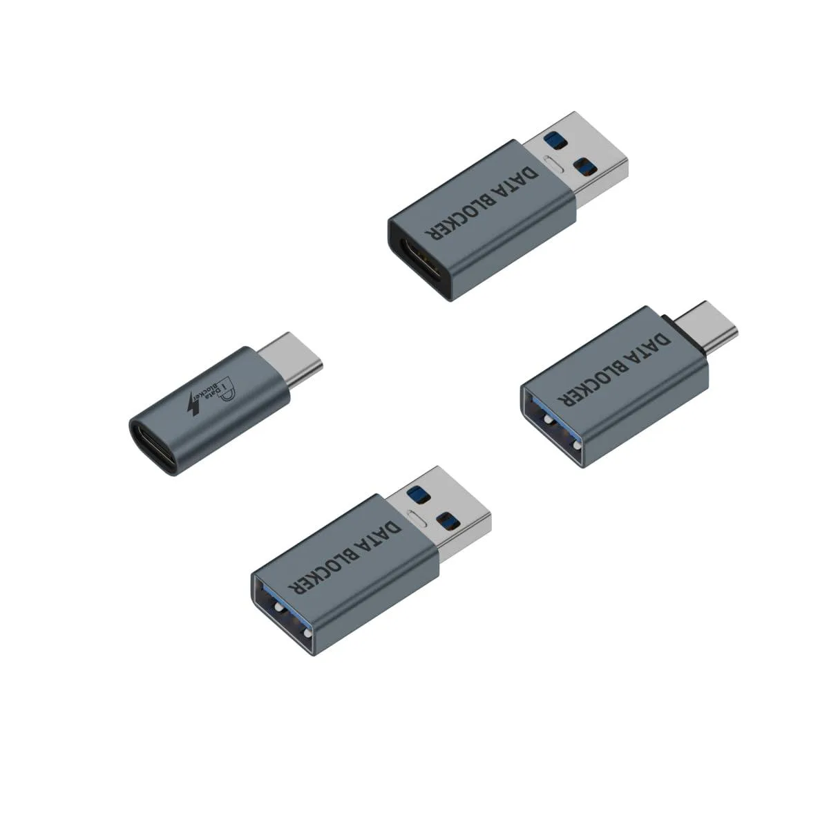  rgzhihuifz ruiguzjt153 USB-C to A &amp; A to C Data Blocker 4-Pack Blue — product photo