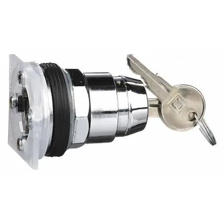 Chrome metal keyed selector switch, 30 mm, three positions