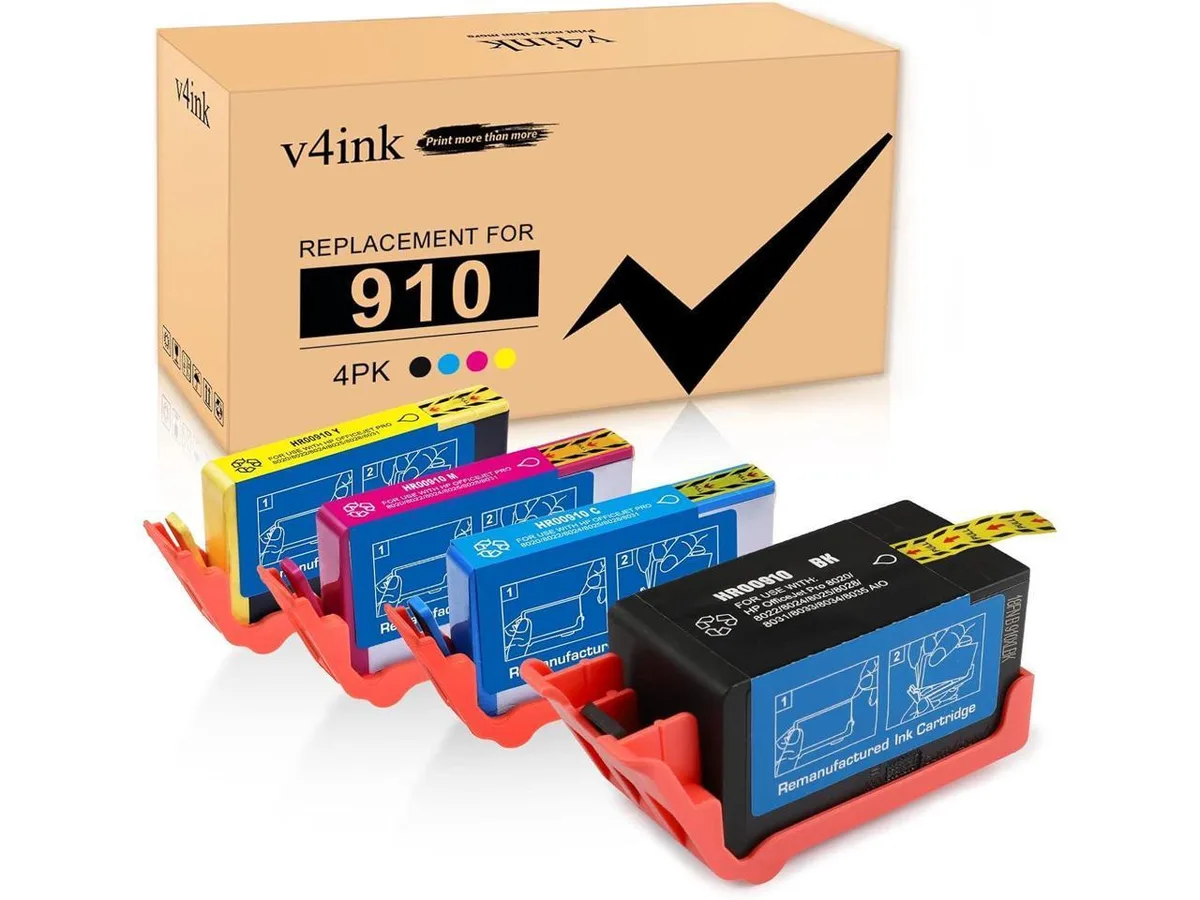 V4ink V4ink 910 Remanufactured Ink Cartridge 4 Pack Black Cyan Magenta Yellow — product photo