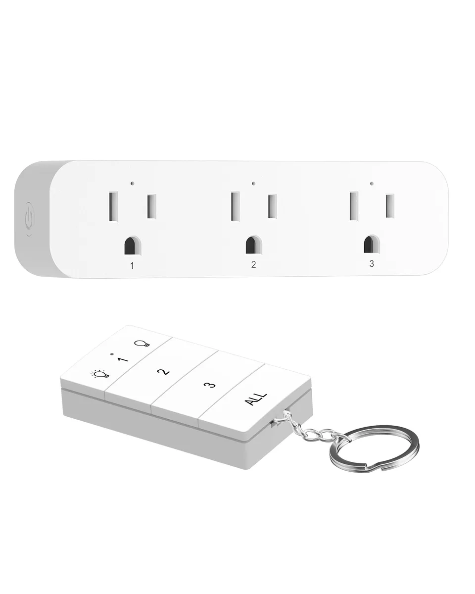 Meterk HRS103W Remote Control Outlet 3 Socket 100FT 15A 1875W White — product photo