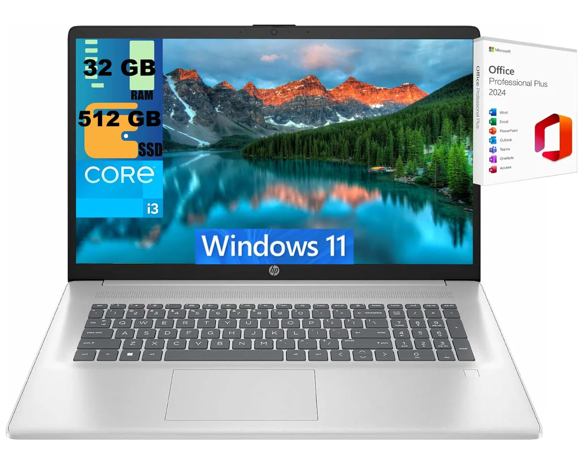 HP HP 17 laptop i3-N305 32GB 512GB SSD 17.3" FHD Silver — product photo