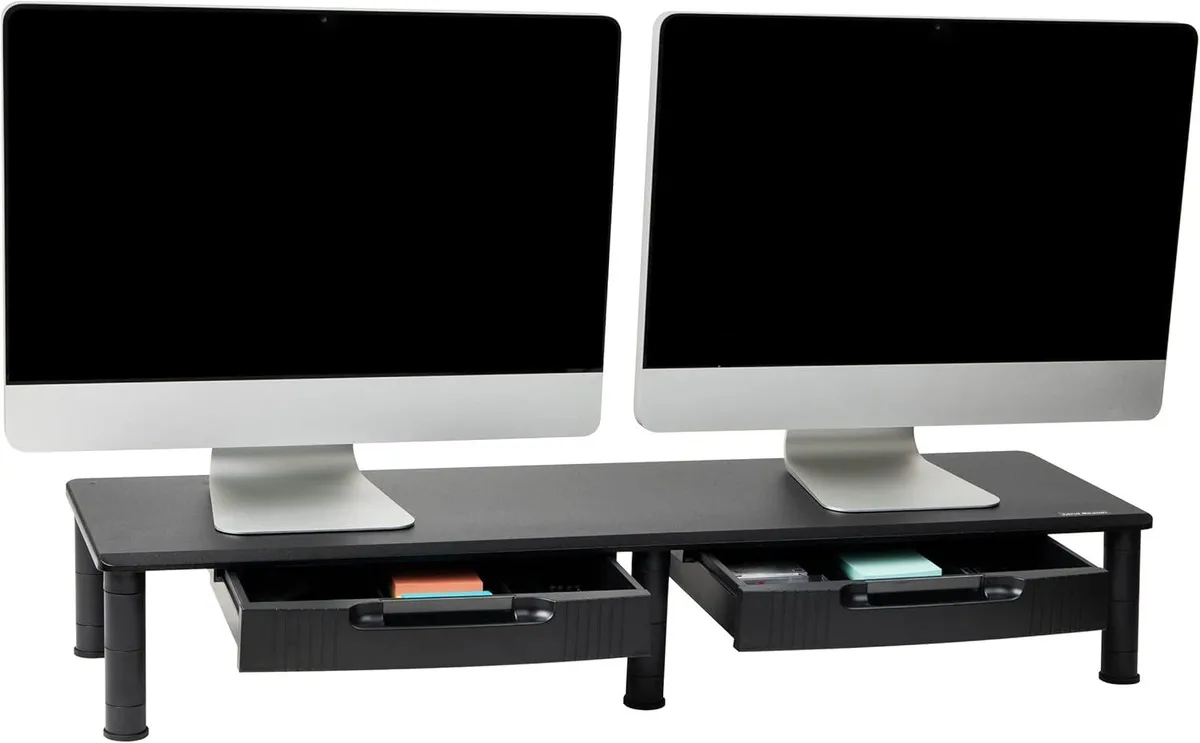 PISKEKAT PISKEKAT Dual Monitor Stand 38.5" L x 11" W x 2.55-6.5" H Black — product photo
