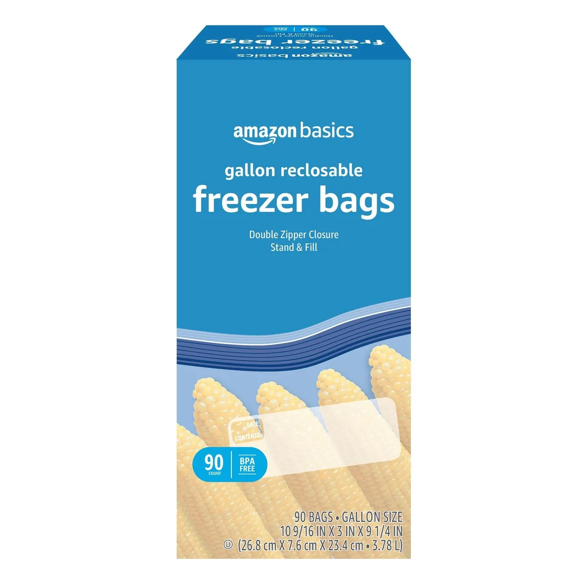 Clear plastic freezer bags with double zipper and stand-up bottom 90 count