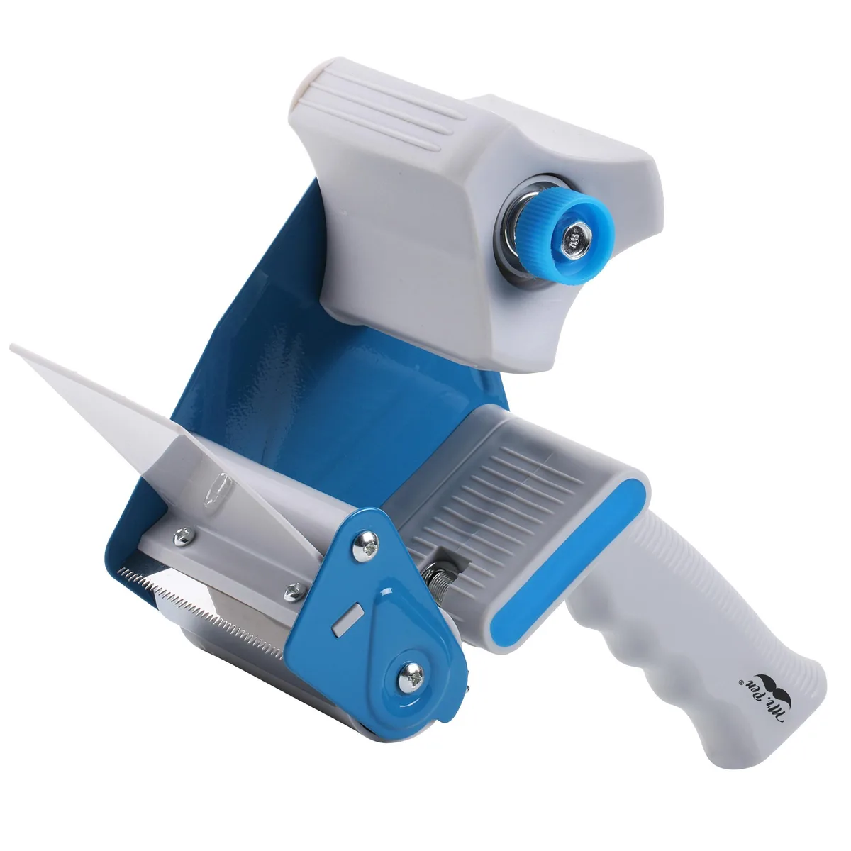 Blue plastic semi-automatic tape dispenser gun for 3-inch tape, matte finish