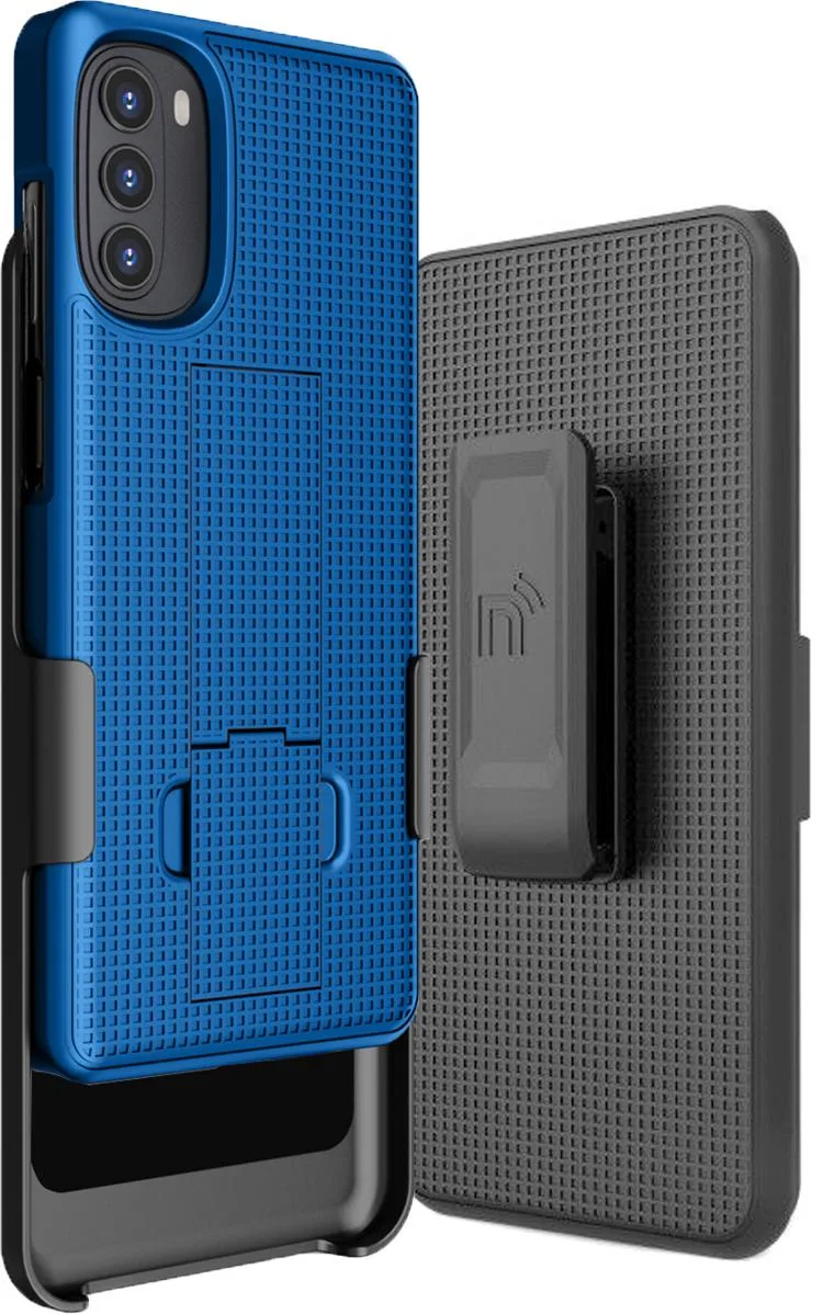 Nakedcellphone Nakedcellphone Kickstand Case + Belt Clip Holster Cobalt Blue for Moto G 5G 2022 XT2213 — product photo