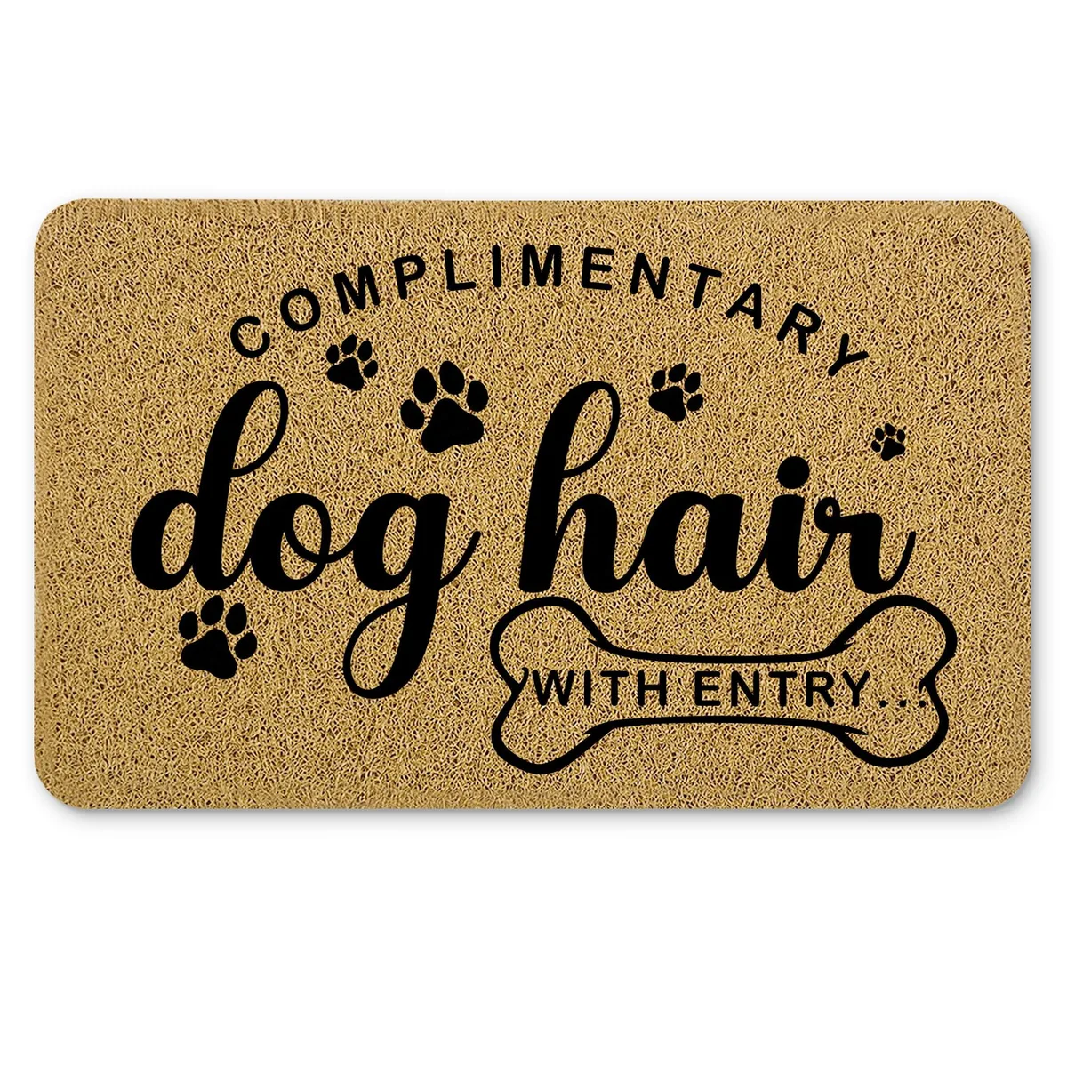 Rectangular doormat with dog-hair letter print, 17 by 30 inches