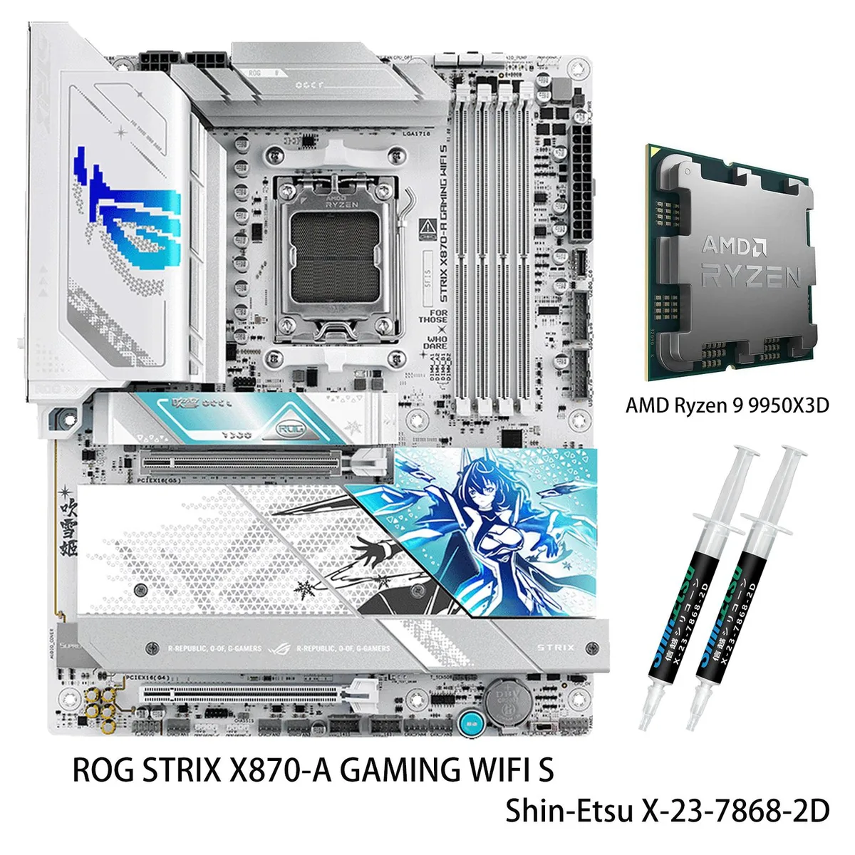ASUS ASUS ROG STRIX X870-A GAMING WIFI S AMD motherboard &amp; Ryzen 9 9950X3D CPU combo — product photo