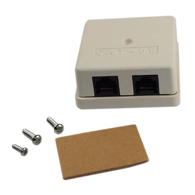 Quest Quest NSB-5130 Dual Cat5E RJ45 White Surface Mounted Wall Jack — product photo