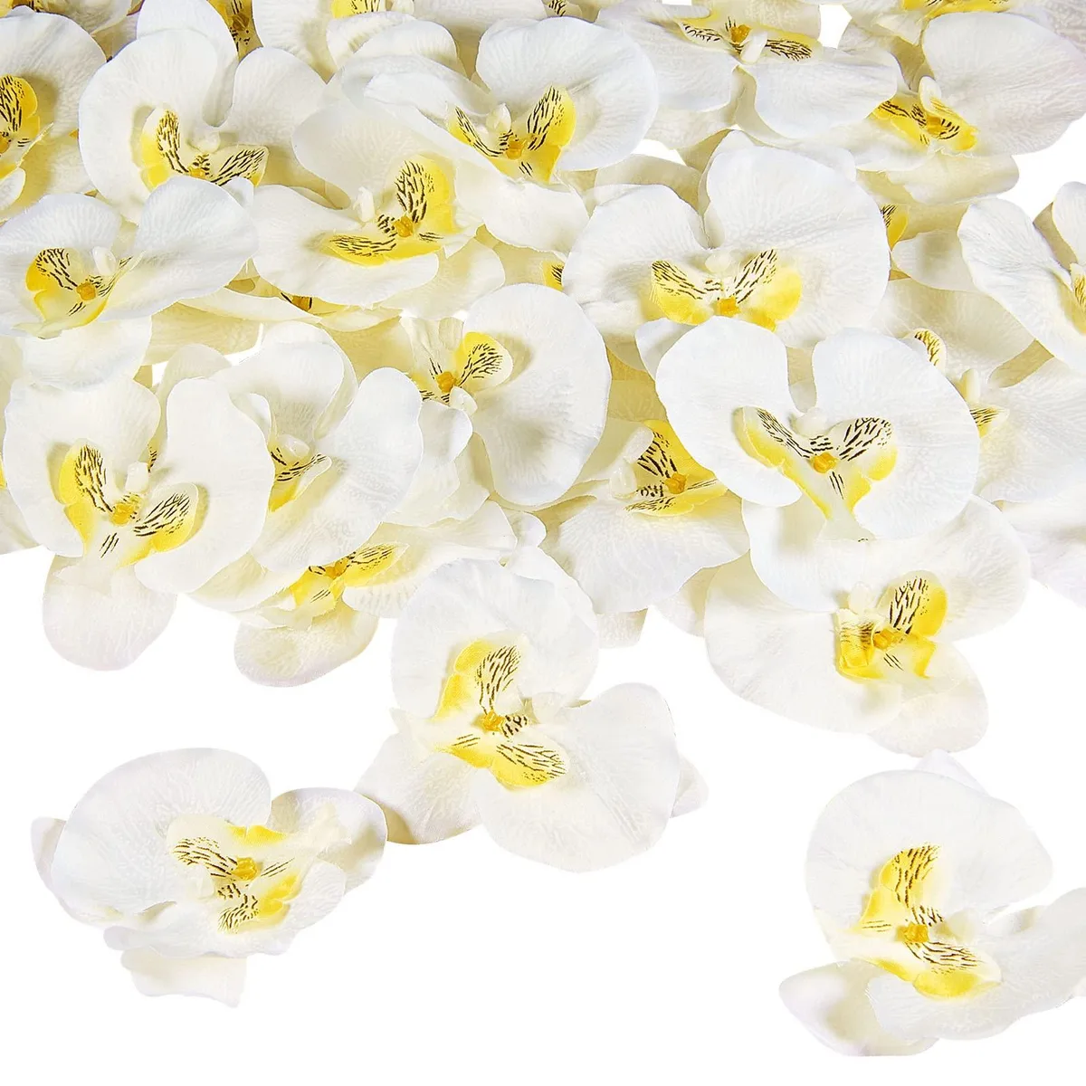 Luinabio 40-Piece Faux Silk Orchid Heads (White) — product photo