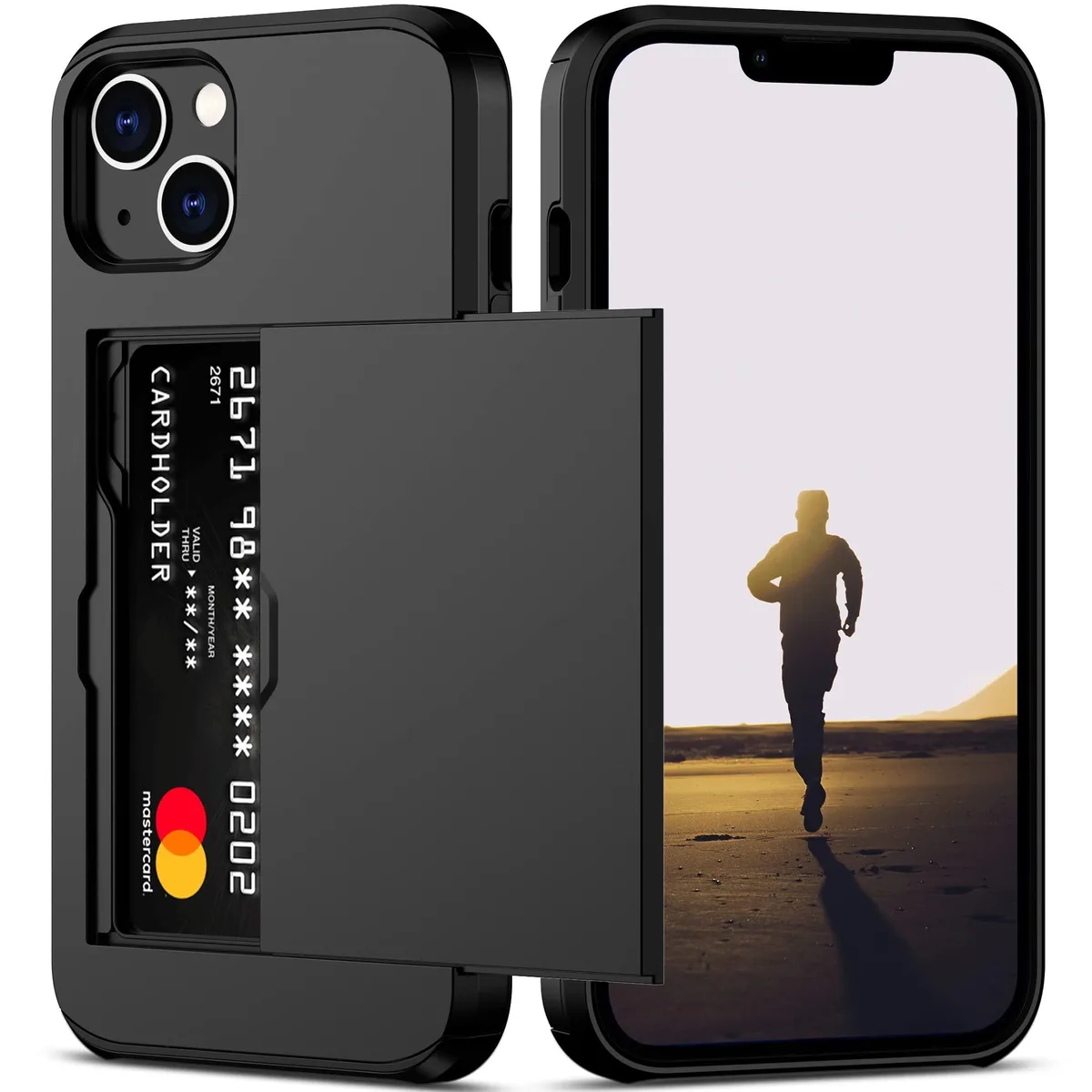  Nvollnoe Celular Wallet Case iPhone 13 6.1 Black-Standard Storage — product photo