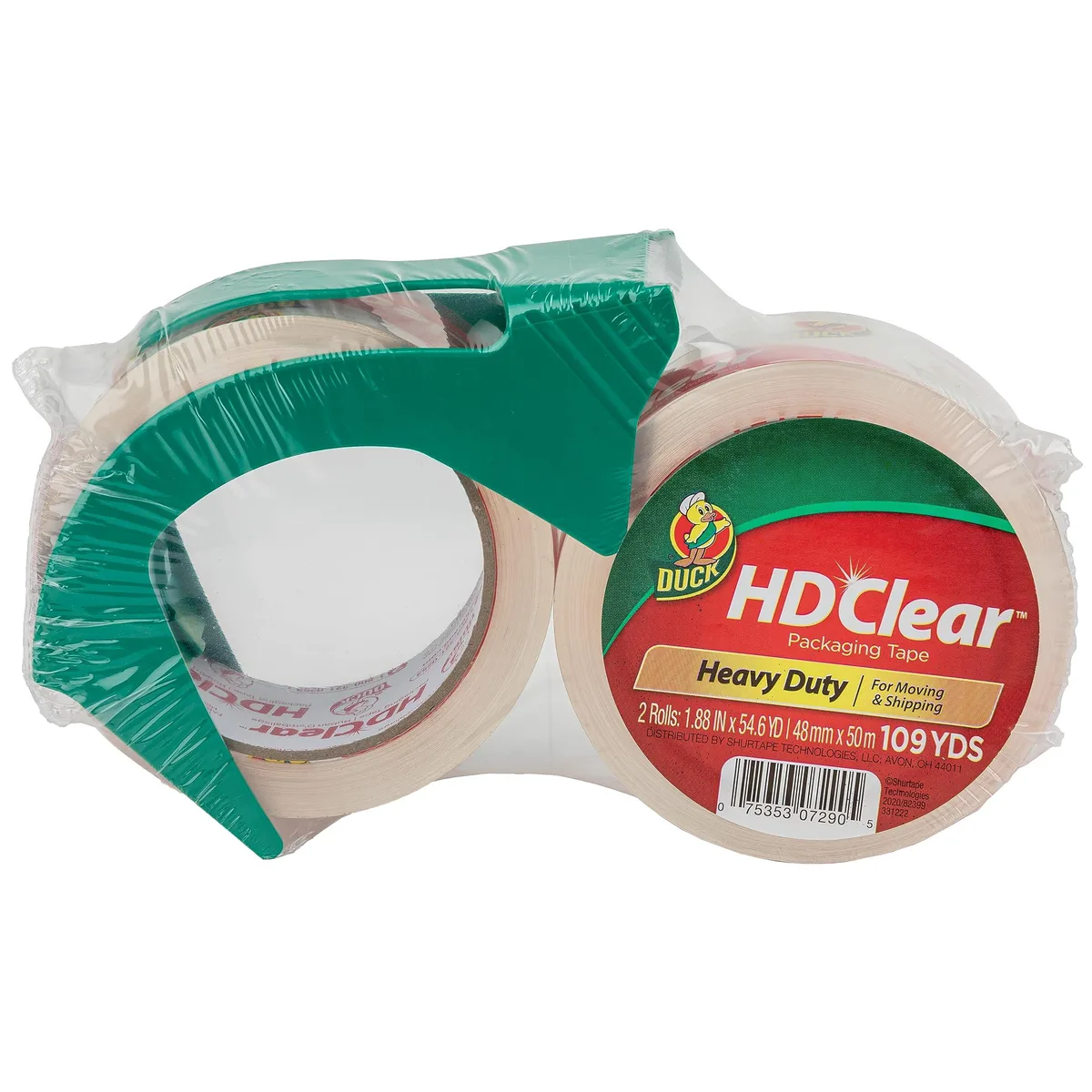  Duck 393184 HD Clear Packing Tape 1.88 in x 54.6 yd 2 Rolls with Dispenser — product photo