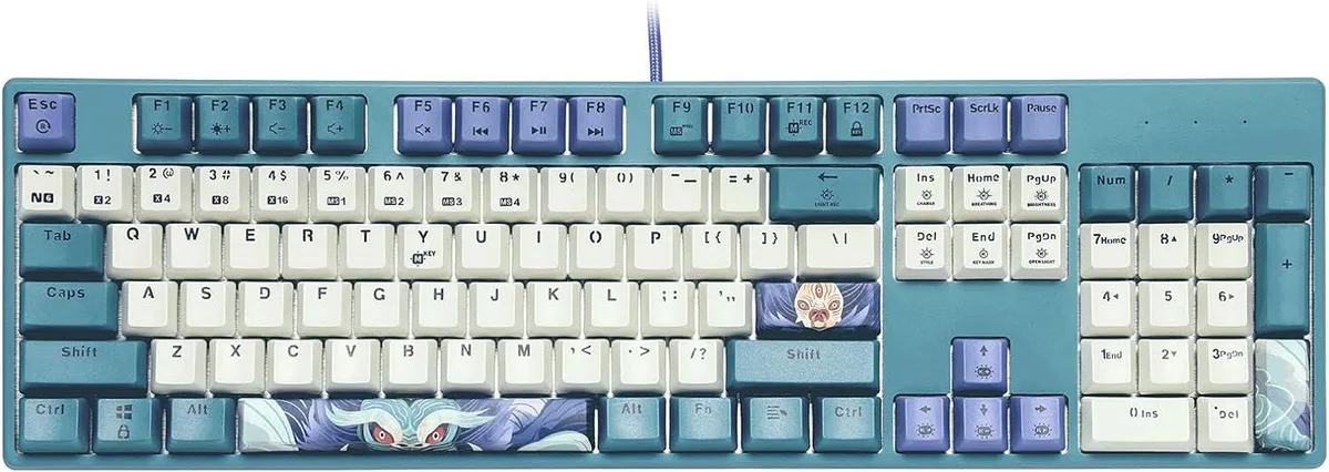 BFKK BFKK Gluttony Mechanical Gaming Keyboard 104 Keys White Backlit Kailh Rose Red Switches PBT Keycaps — product photo