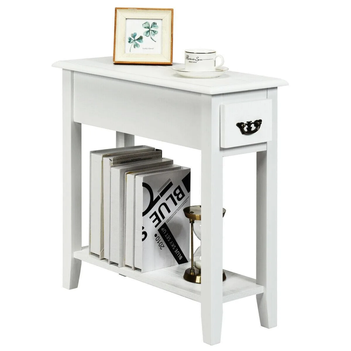 SlickBlue SlickBlue 2-Tier Nightstand White 24x10x24in — product photo