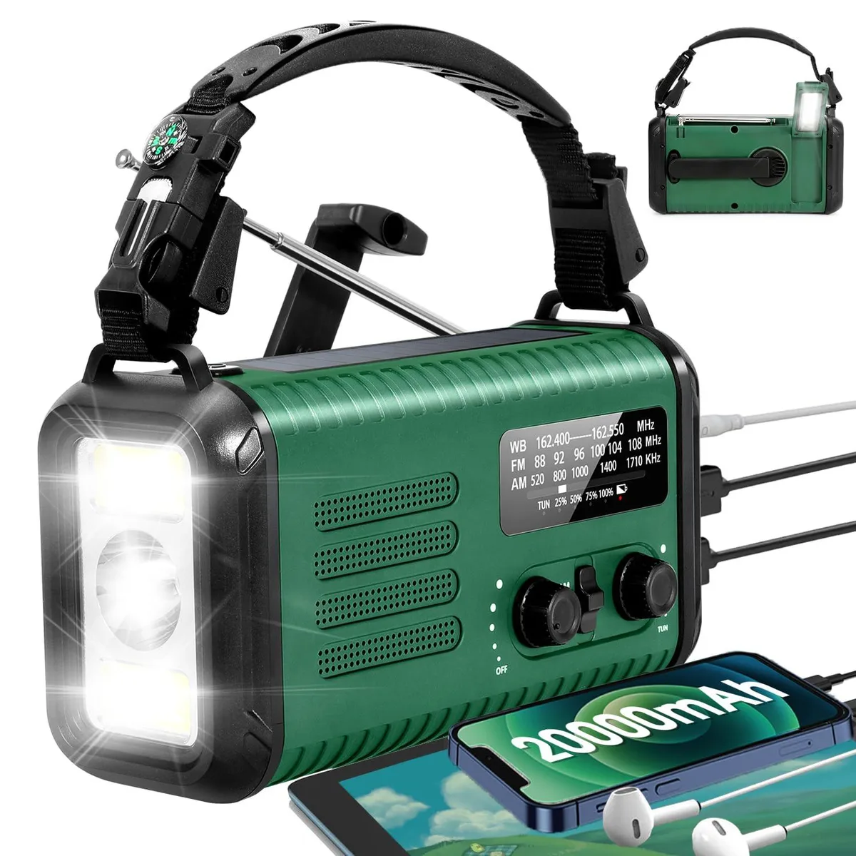  iRonthunder Emergency Radio 20000mAh Green — product photo