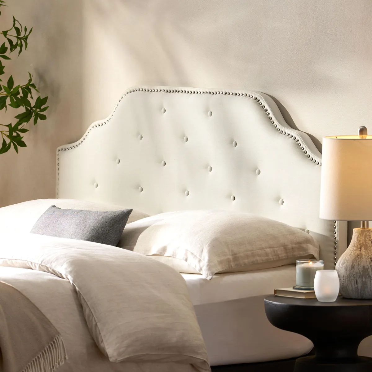 tuphen tuphen Tufted Upholstered Headboard Queen Ivory — product photo