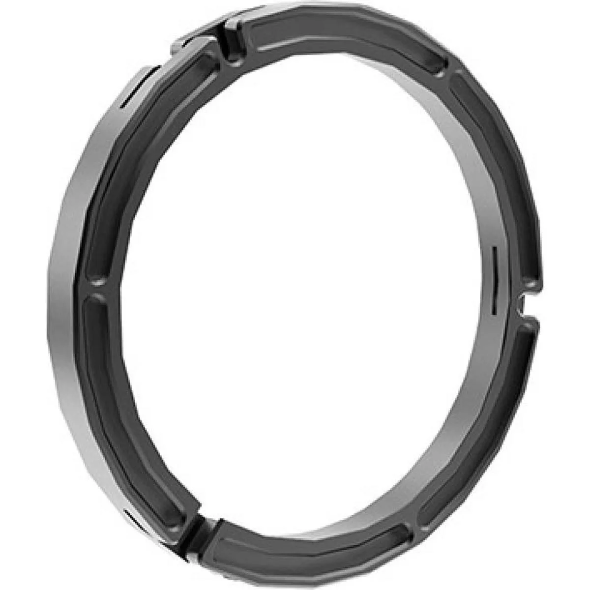 Bright Tangerine clamp-on ring, matte black metal cylinder with knurled edges, step-down 162 to 136mm