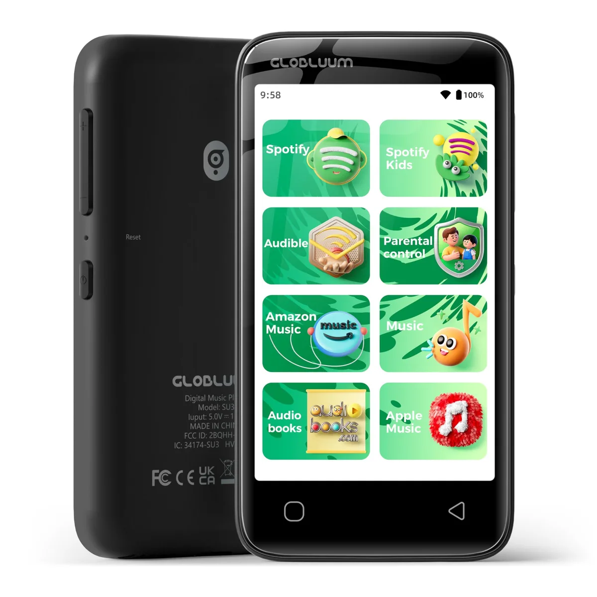  Globluum SU3 80 GB MP3 Player Black 4" Touchscreen Bluetooth 5.0 — product photo