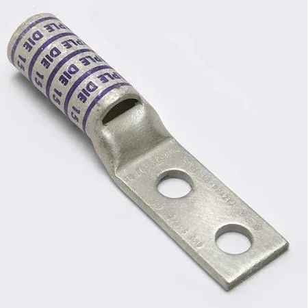 Copper compression lug with two holes and purple barrel finish