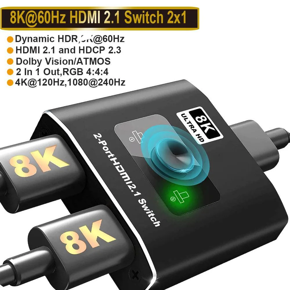WRIARICH WRIARICH OZ8Q2 HDMI 2.1 Switch 2x1 8K 60Hz 48Gbps — product photo