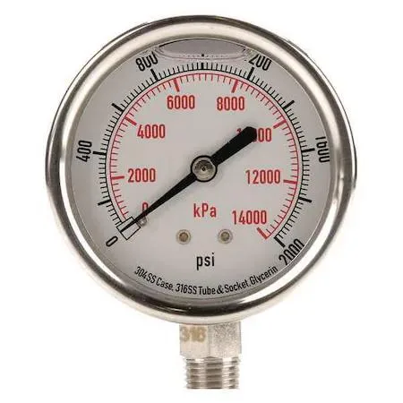 Value Brand Value Brand 0 to 2,000 psi 2 1/2 in Dial 1/4 in NPT Bottom Mount measurement tool — product photo