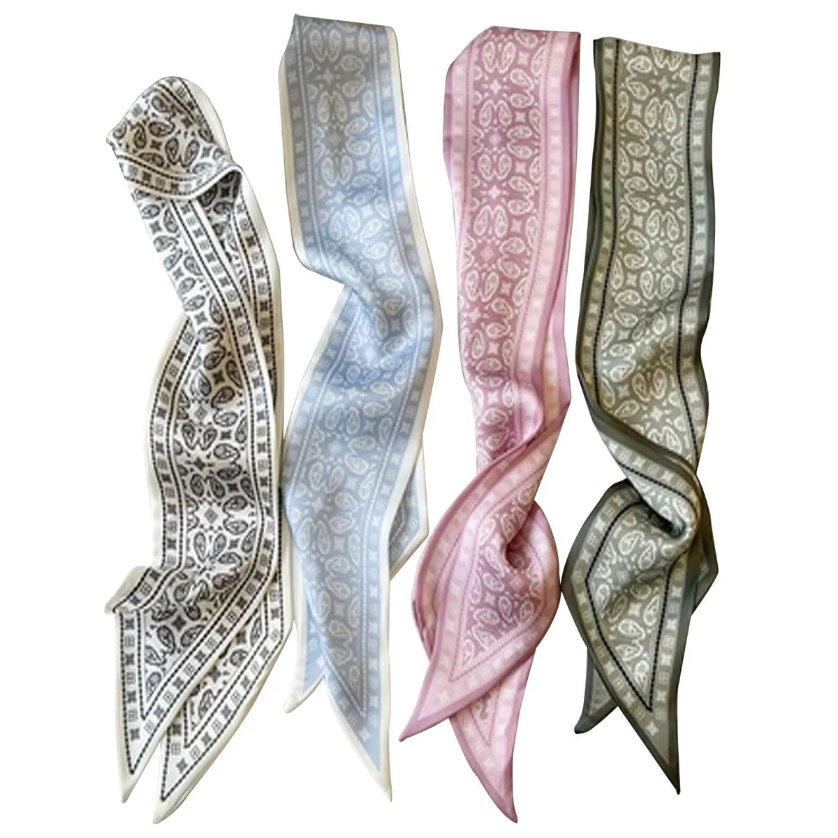  TEBIEKOY Satin Scarf 4-Pack Fresh Paisley 35.5 Inches — product photo