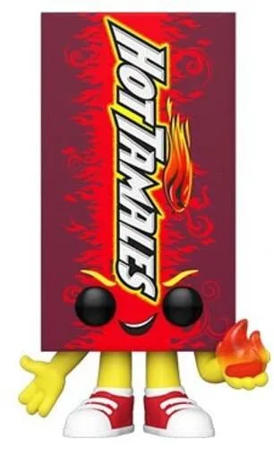 Vinyl Funko Pop figure of Hot Tamales candy box, red glossy finish, window box packaging
