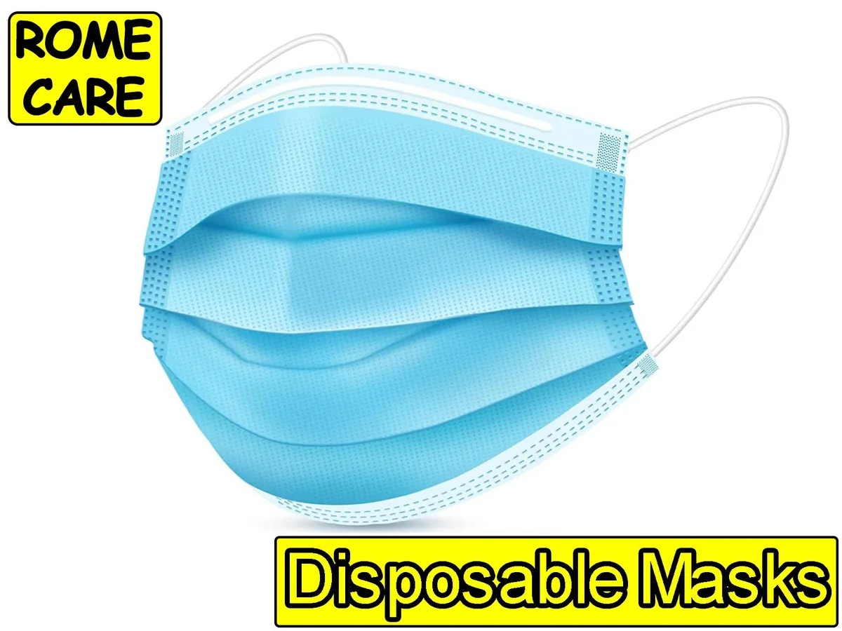 ROME CARE ROME CARE 3 Layer Disposable Face Masks Blue 100pcs — product photo