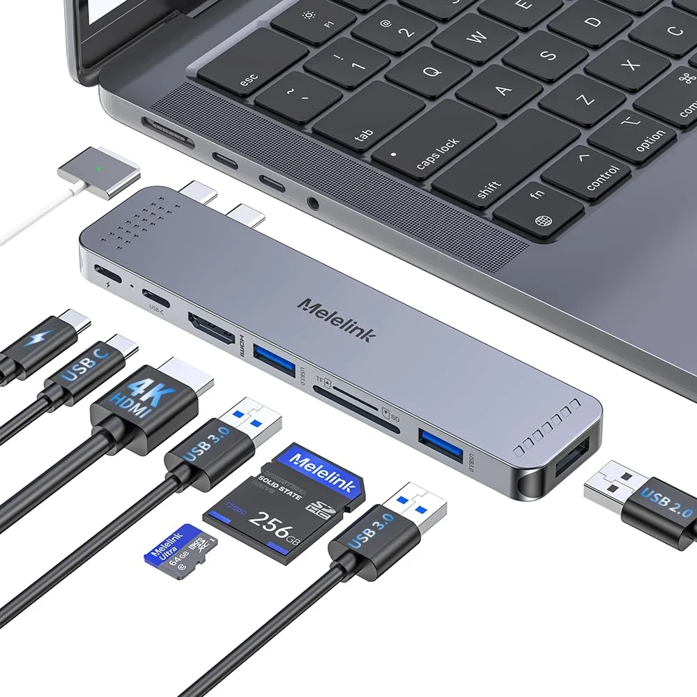 Melelink Melelink 8-in-2 USB-C Hub for 13-16" MacBook Pro Air — product photo