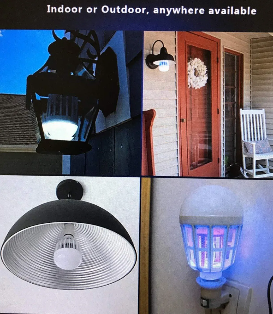 White LED bug-zapper bulb with E26 or E27 base and UV band