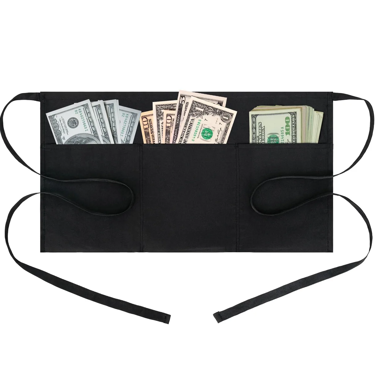  BOHARERS Waist Apron Black 24 x 12 inch 3 Pockets — product photo