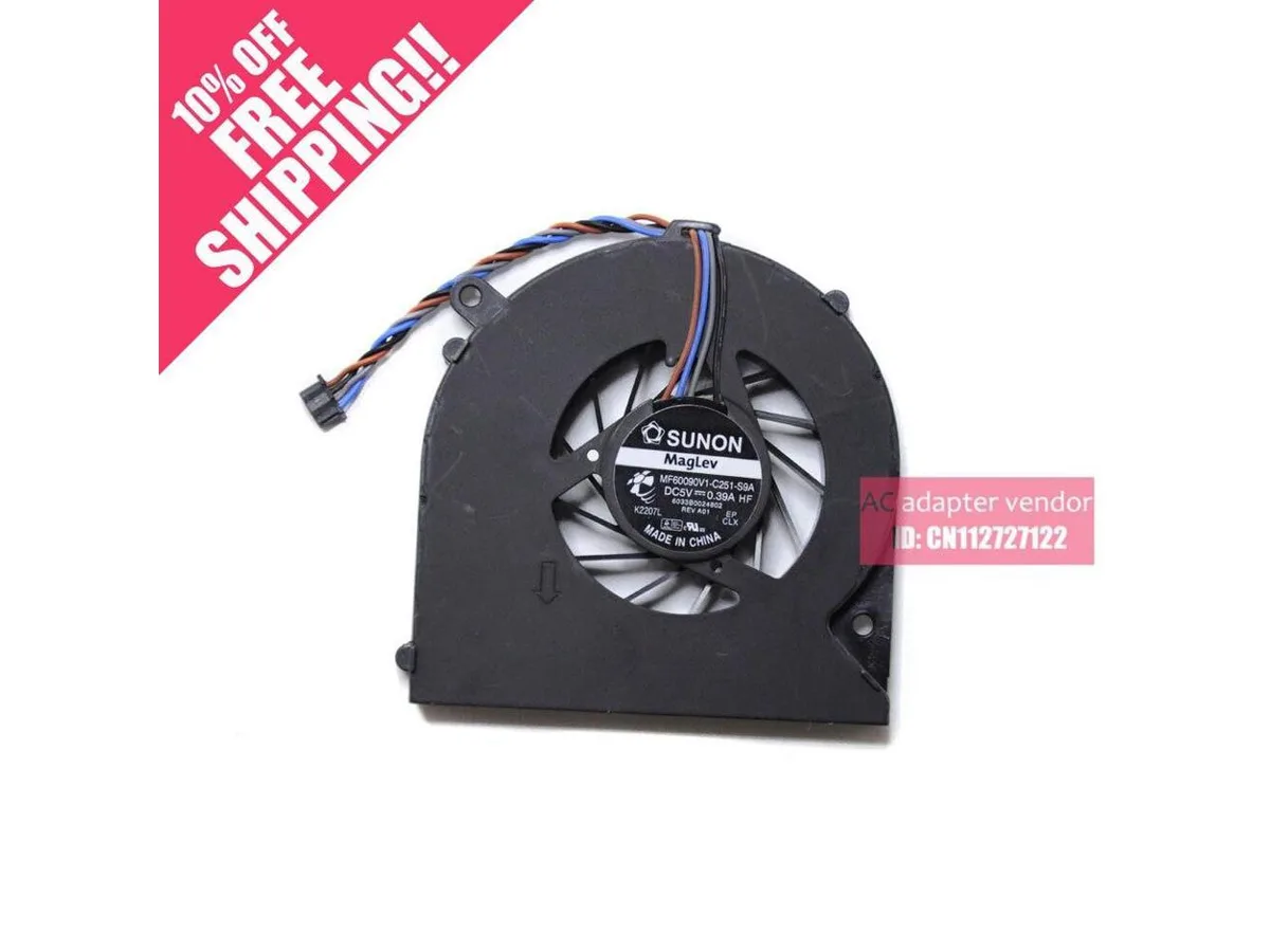 Small black rectangular laptop cooling fan with wire connector