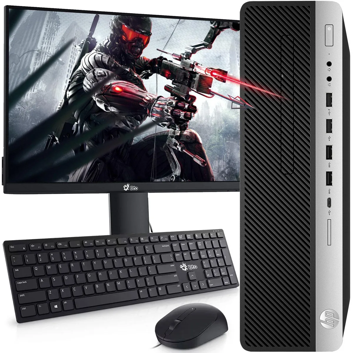 HP HP G3 Gaming Desktop SFF i5-6500 16GB DDR4 256GB SSD 2TB HDD GTX 1050 Ti 4GB 19" Monitor Windows 10 Pro — product photo