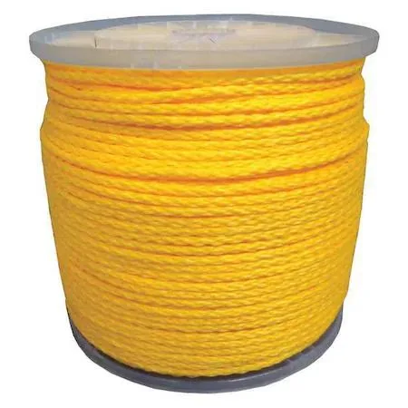 White polypropylene utility rope on spool, quarter-inch diameter