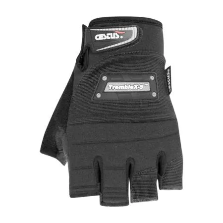 Fingerless vibration-dampening gloves with silicone palm gel and adjustable wrist strap
