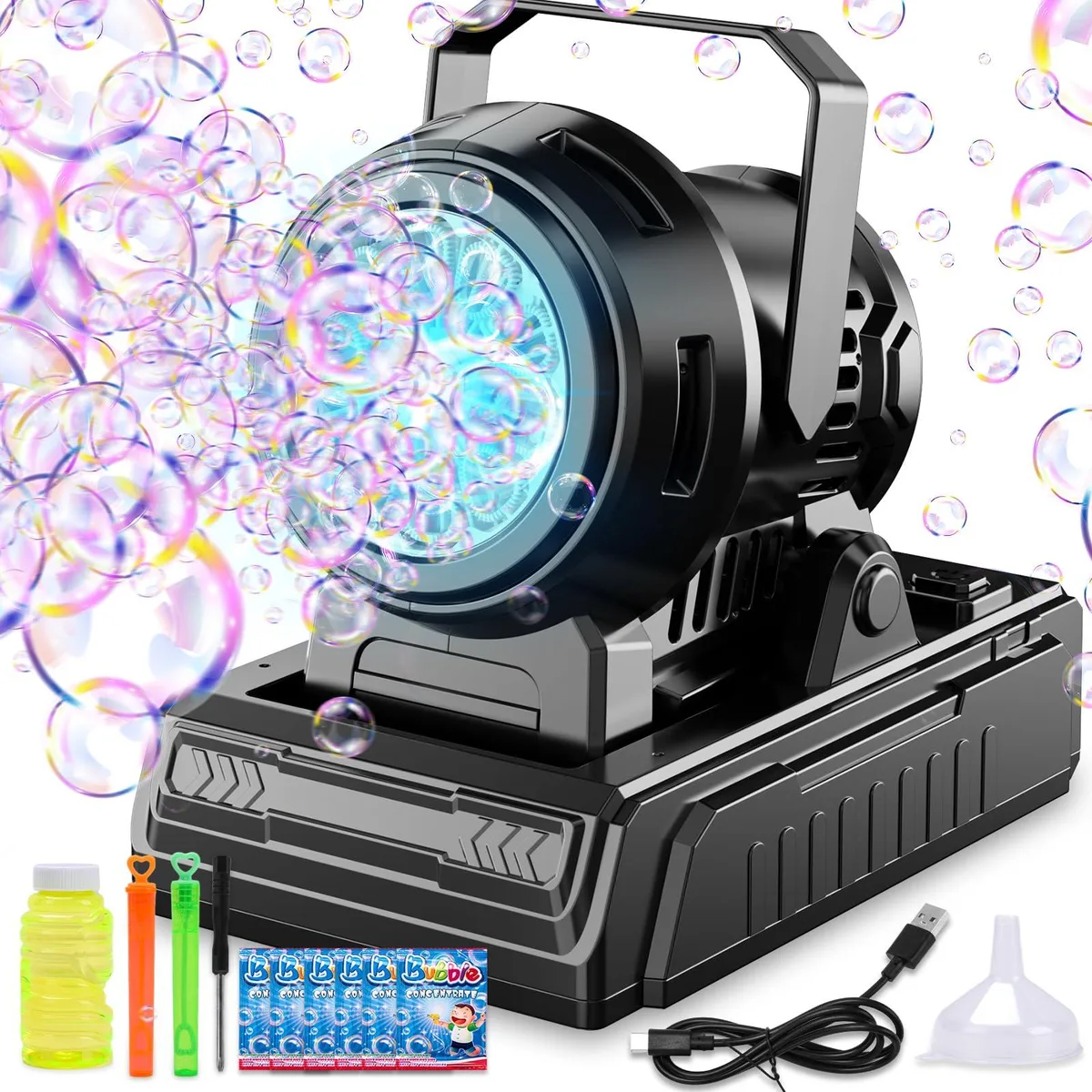Automatic Bubble Machine 10 Holes 45° Adjustable Outdoor Toy — product photo