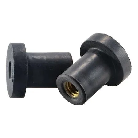 Seven rubber well nuts with flanged bushings and embedded nuts