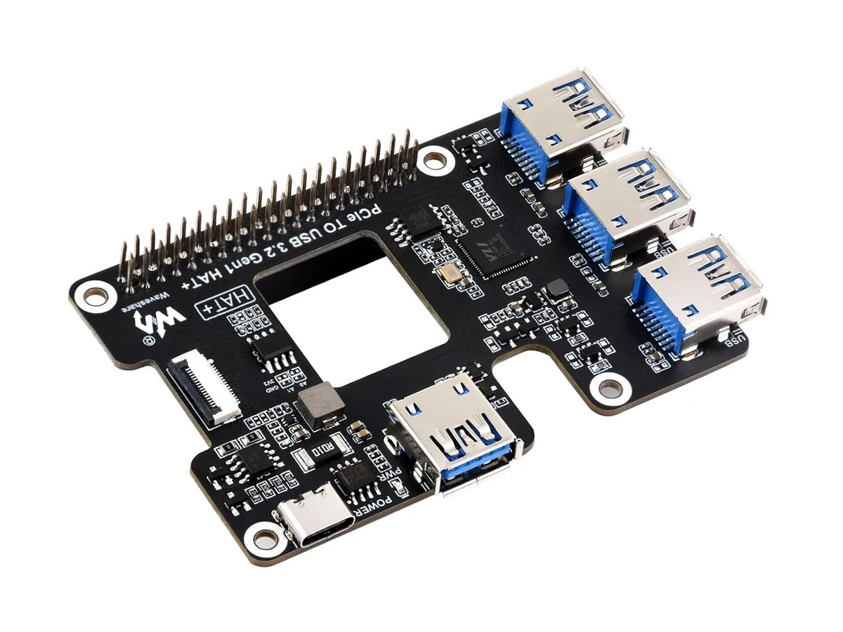 LORDWORLD LORDWORLD PCIe to USB 3.2 Gen1 HAT for Raspberry Pi 5 development board — product photo