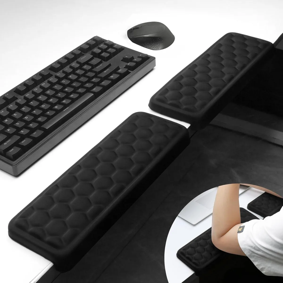 Emerson Emerson 2 Pack L-Shaped Desk Elbow Pads Black 11.8×3.9×1.2 in — product photo