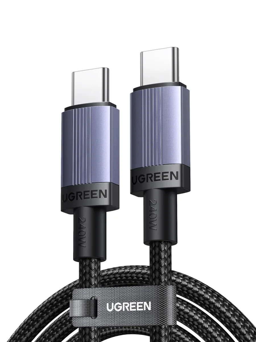 Two black braided USB-C cables coiled together, male-to-male connectors, 3.3 ft each
