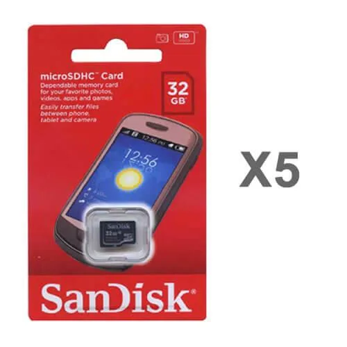 SanDisk SanDisk 32GB microSDHC Class 4 5 Pack no Adapter — product photo