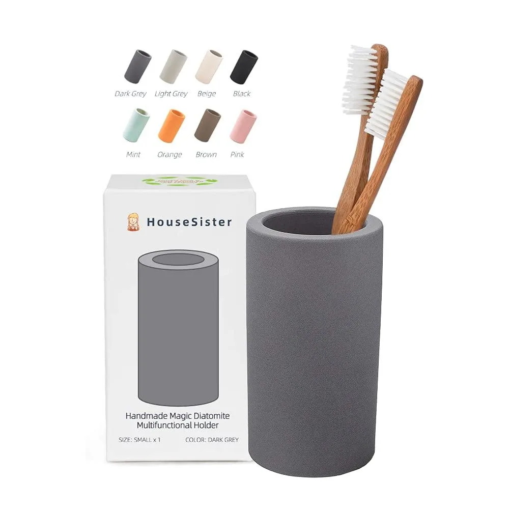 HouseSister Quick-Dry Toothbrush Holder Dark Grey 4.5 x 2.4 x 2.4 in — product photo