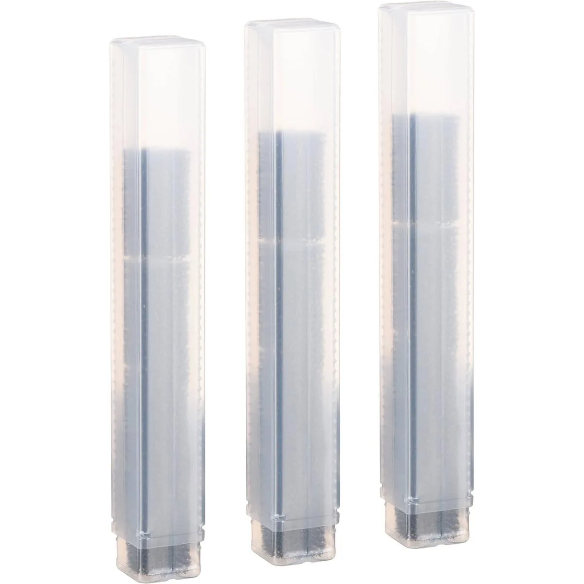 Three clear PVC telescopic tubes with foam inserts, 200 to 340mm extended